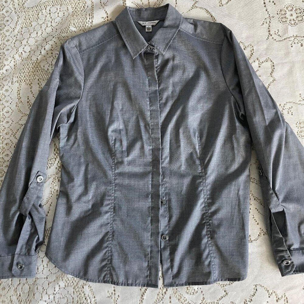 St. John Button Down Gray Blouse